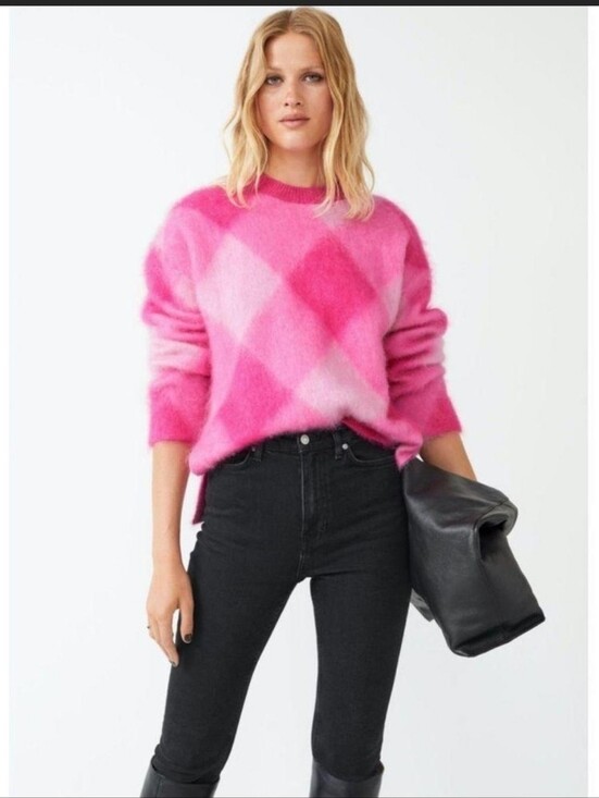 & Other Stories Sweaters - Other Stories Diagonal Plaid Mohair Blend Size M